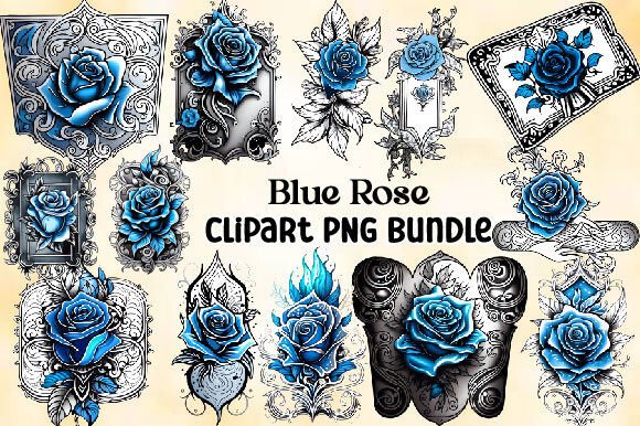 Download Vintage Blue Rose Clipart PNG Bundle - Premium Resources