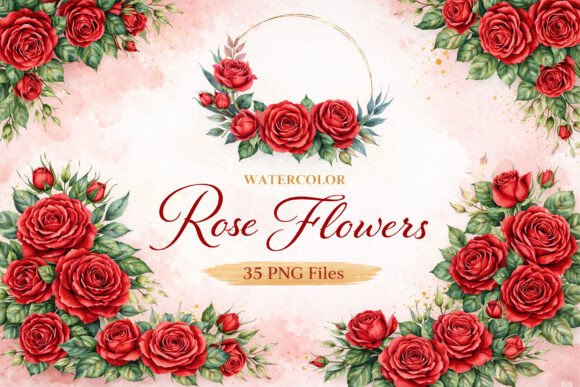 Download Watercolor Rose Bouquet PNG Bundle - Premium Resources