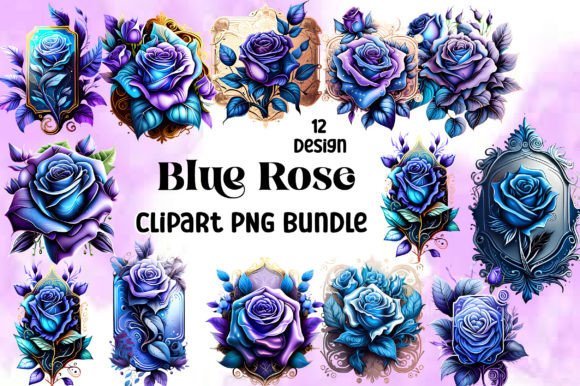 Download Vintage Blue Rose Clipart PNG Bundle - Premium Resources